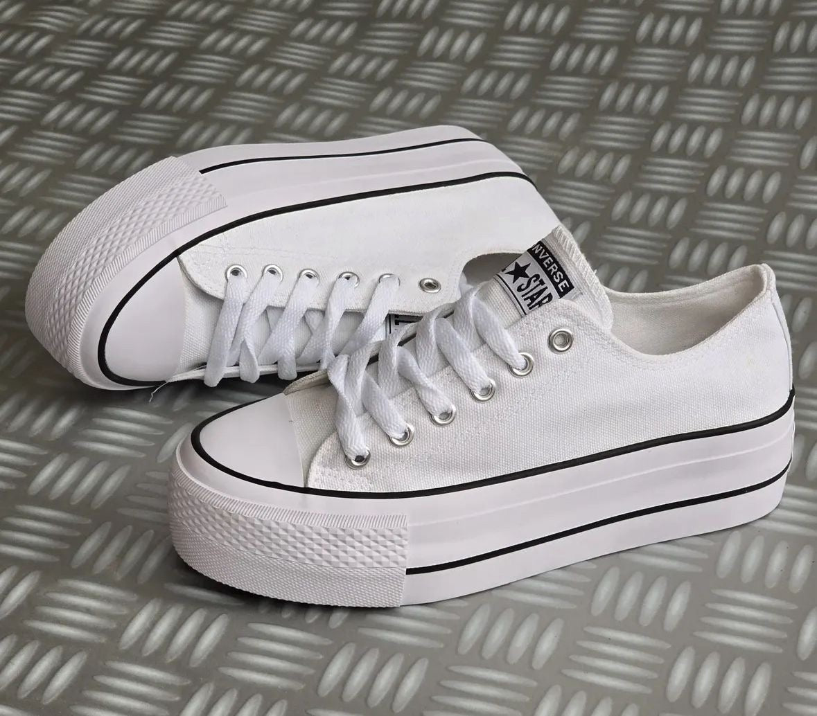 Converse plataforma tela blanca