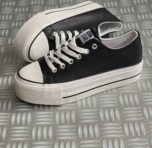 Converse plataforma polipiel negra