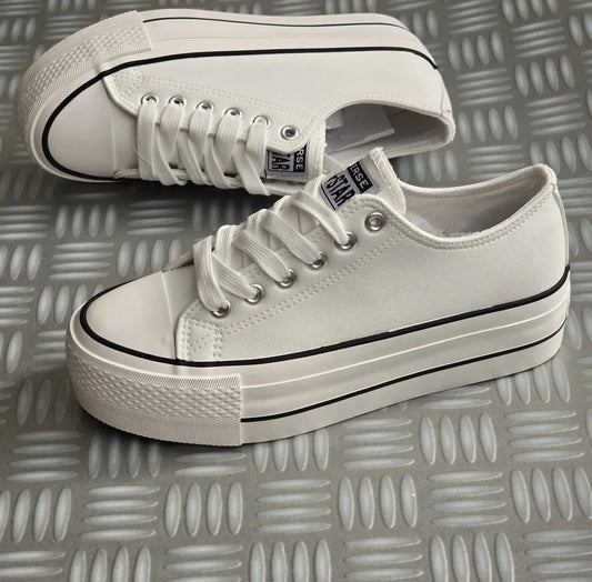 Converse plataforma polipiel blanca